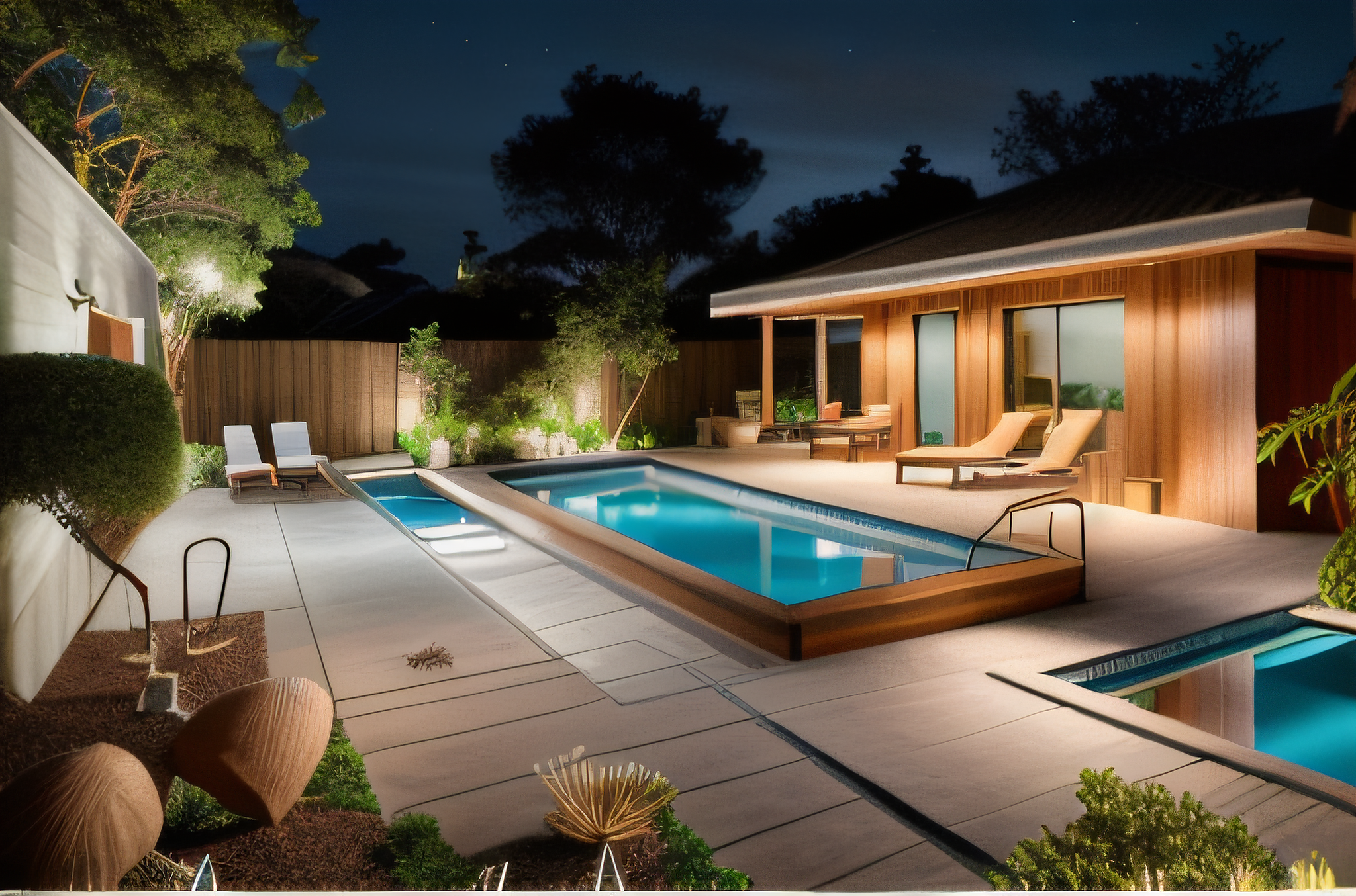 Midcentury modern Outdoor pool area