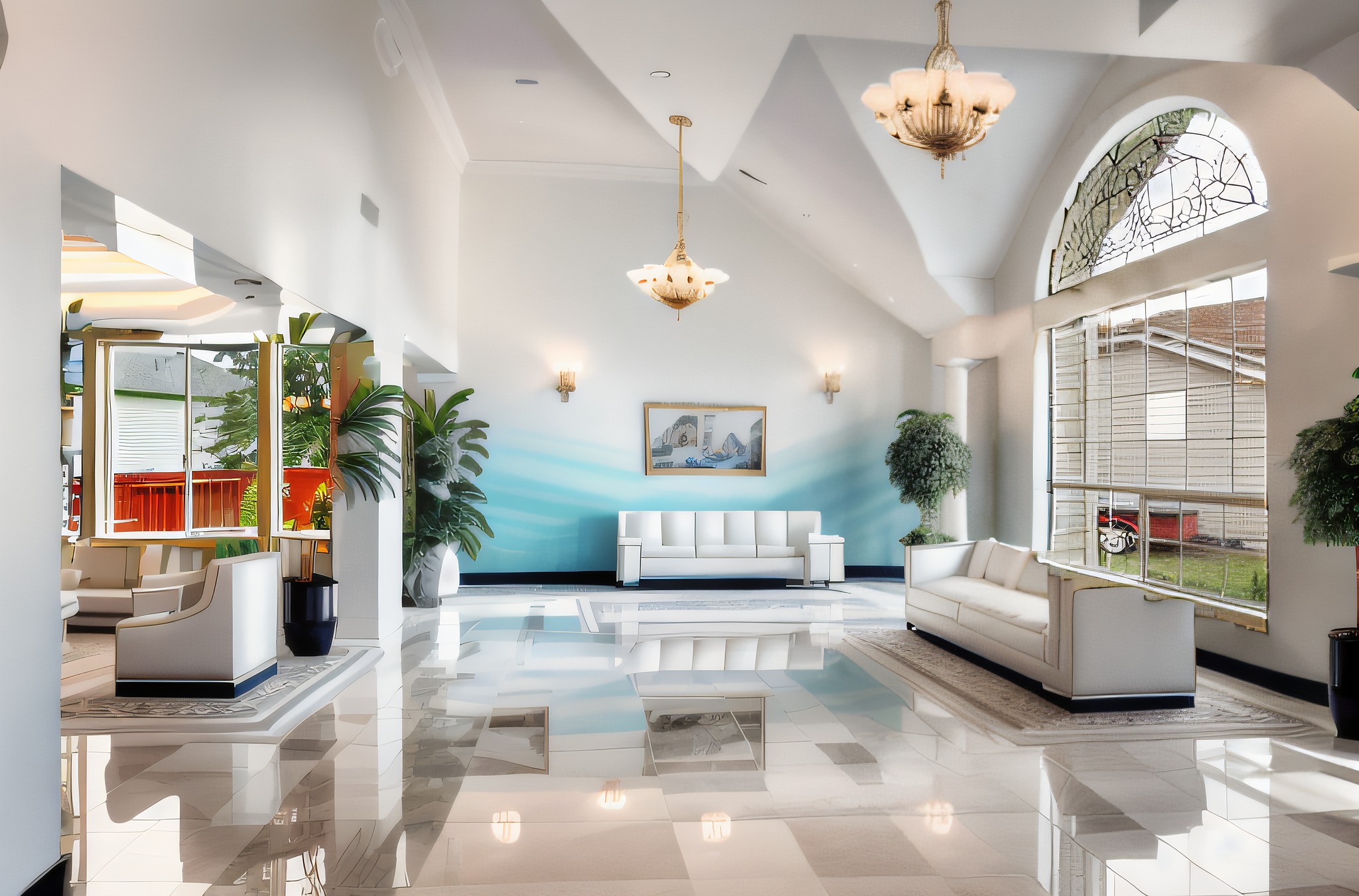 Vaporwave Hotel lobby